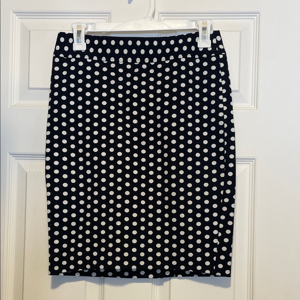 LOFT Black and White Polka Dot Pencil Skirt